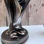 Art Deco Bronze Lady Figurine Silver Dress And Fan 38cm, thumbnail 10 of 12