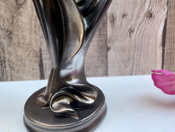 Art Deco Bronze Lady Figurine Silver Dress And Fan 38cm, 10 of 12