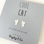 Cool Cat Black Or White Kitten Silver Stud Earrings, thumbnail 7 of 9