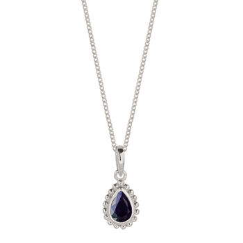 September Birthstone Sapphire Sterling Silver Necklace, 2 of 12