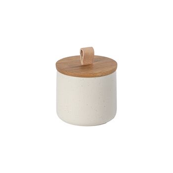 Round Oak And Stoneware Storage Canister, 2 of 4