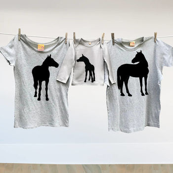Twinning Tops Horse And Foal Tshirt Twinset, 2 of 2