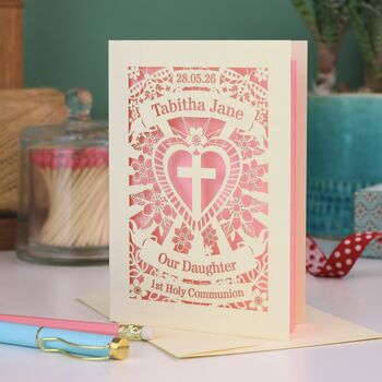 Personalised Papercut First Holy Communion Card My/Our Daughter, 2 of 5