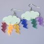 Rainbow Lightning Cloud Earrings Statement Jewellery, thumbnail 2 of 2