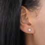 Tiny Round Opal Sterling Silver Stud Earrings, thumbnail 1 of 8