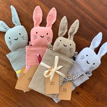 Personalised Organic Cotton Easter Bunny Baby Comforter, 5 of 12