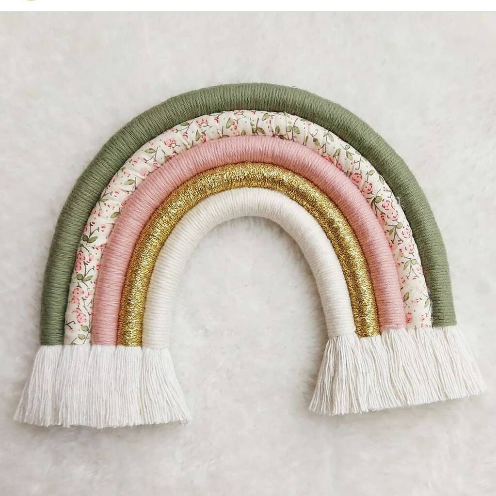 Vintage Floral Rainbow Wall Hanging