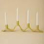 Handmade Chartreuse Wavy Ceramic Candelabra For Four Candles, thumbnail 1 of 9