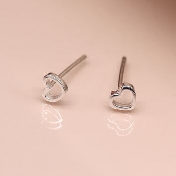 Tiny Sterling Silver Heart Stud Earrings, 5 of 7