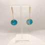 Turquoise Marbled Circle Drop, Clay And Resin Earrings, thumbnail 9 of 12
