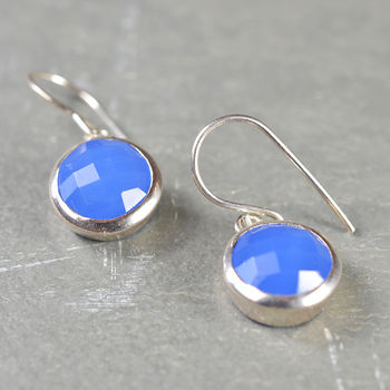 Gem Drop Earrings Blue Chalcedony And Silver, 2 of 3