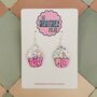 Pink Cupcake Glitter Statement Earrings / Baker Gift Idea / Bakery Aesthetic, thumbnail 1 of 5
