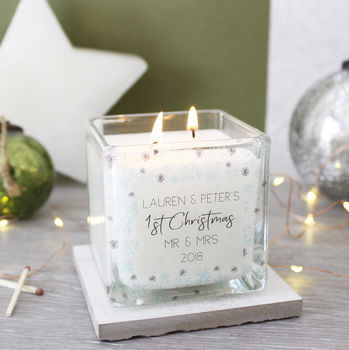 First Married Christmas Snowflake Scented Candle, 5 of 5
