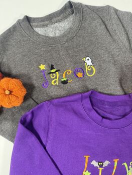Kids Halloween Personalised Embroidered Sweatshirt, 4 of 6