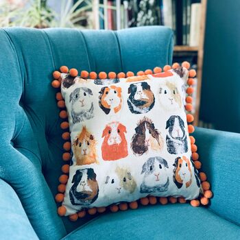 Guinea Pig Pom Pom Cushion Orange, 4 of 5