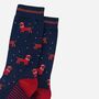 Santa Claus Sausage Dogs Bamboo Socks Men's Navy Red, thumbnail 2 of 4