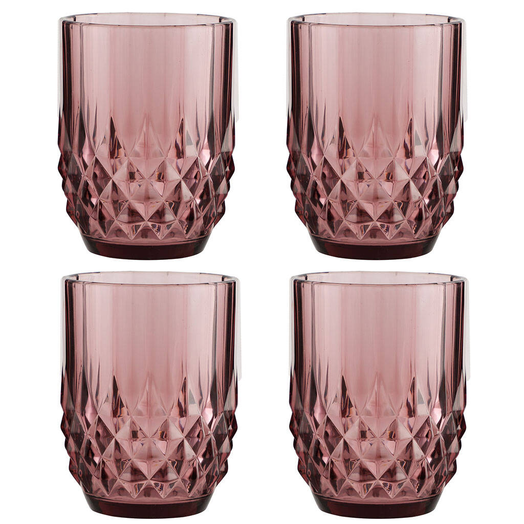 Set Of Four Luxury Amethyst Cut Glass Tumblers By Dibor