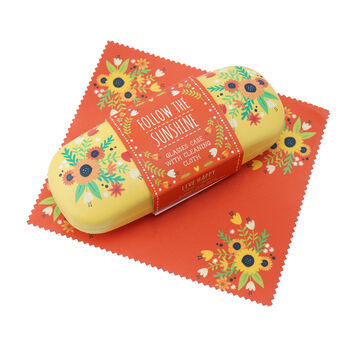 Sunflower Hard Glasses Case | Microfibre Cleaning Cloth, 3 of 5