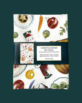 Christmas Dinner Tea Towel | 100% Cotton | Holiday Kitchen Accessory, 2 of 5