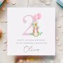 Personalised Flopsy Bunny + Pink Balloons Birthday Card *Age Options, thumbnail 2 of 4