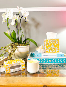 Mother Of Pearl Inlay Tissue Box | Sunshine Yellow, 4 of 4