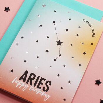 Aries Star Sign Constellation Birthday Card, 5 of 7