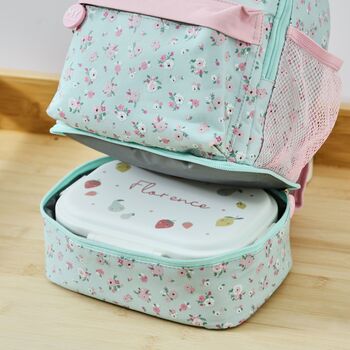 Personalised Sage Ditsy Floral Compartment Backpack, 6 of 8