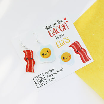 You Are The Bacon To My Eggs Valentine's Earrings, 10 of 12