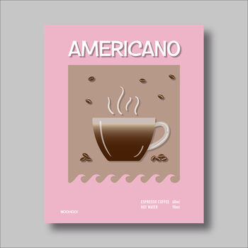 Americano Coffee Print Three Colour Options, 5 of 6