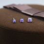 Tiny Cosmic Dust Purple Opal Stud Earrings, thumbnail 6 of 10
