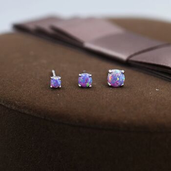 Tiny Cosmic Dust Purple Opal Stud Earrings, 6 of 10
