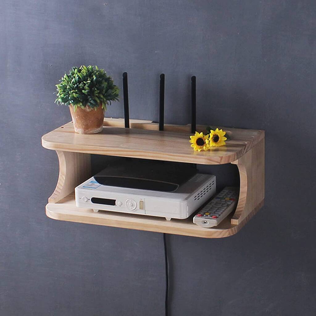 Floating Wooden Wall Tv Console Shelf, 1 of 6