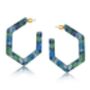 Camille Resin Hexagon Hoops In Green / Blue, thumbnail 1 of 2