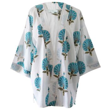 Aqua Shell Print Cotton Summer Jacket, 5 of 5
