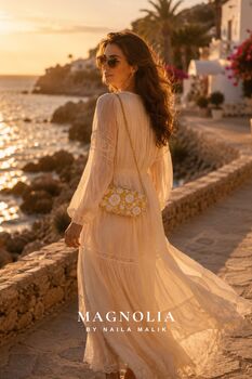 Golden Sunset | Yellow And White Floral Embroidery Clutch, 2 of 9