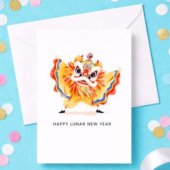 Happy Lunar New Year Card Dragon Dancer Design, 2 of 5