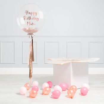 Personalised Rose Gold Tassel Confetti Bubble Balloon, 3 of 3