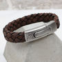 Men's Personalised Plaited Leather And Steel Bracelet, thumbnail 1 of 5