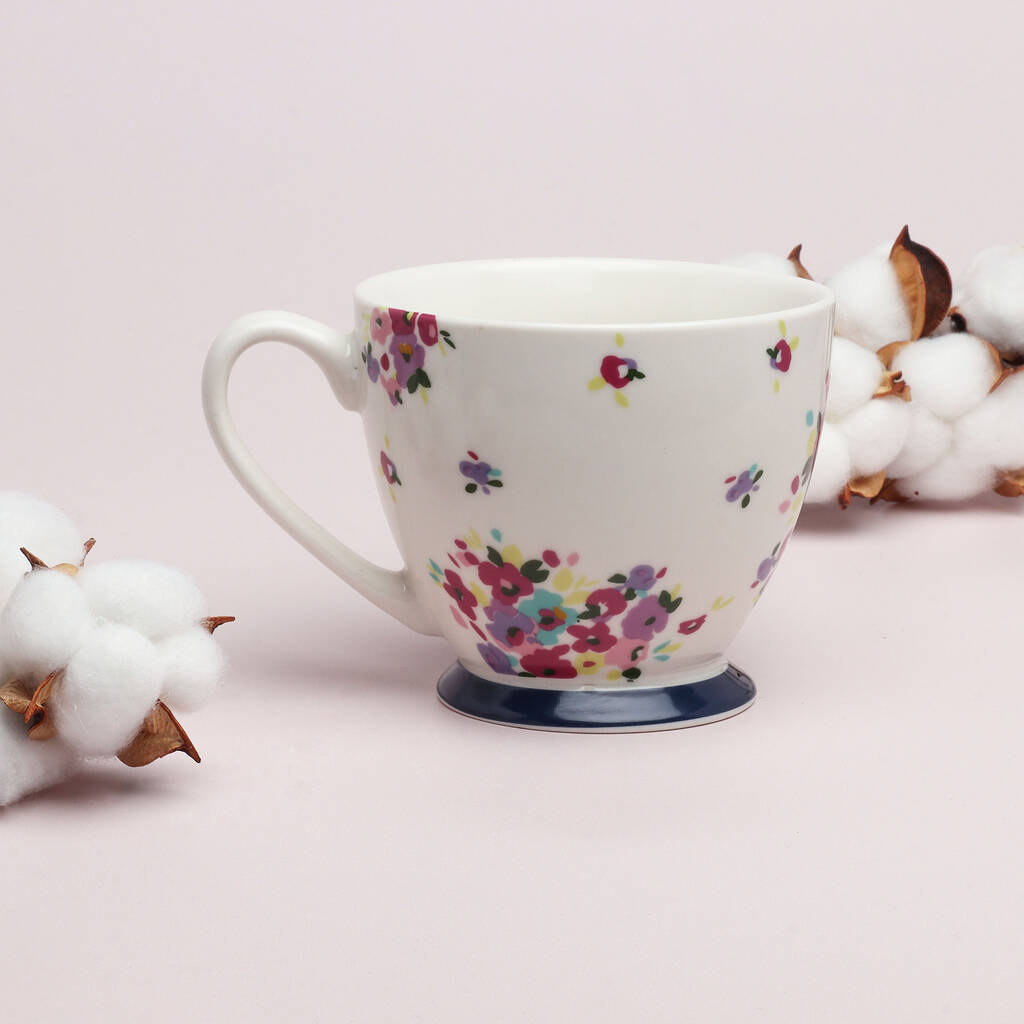 G Decor Gloria Floral Pastel Ceramic Tea Coffee Xl Cup, 1 of 6