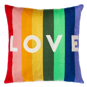 Rainbow Love Cushion, Hand Embroidered, 2 of 3