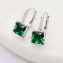 Green Crystal Encrusted Square Drop Earrings, thumbnail 1 of 3