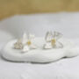 Dainty Mixed Metal Floral Stud Earrings, thumbnail 1 of 6