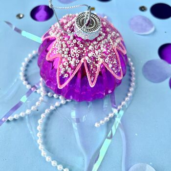Pink Jellyfish Shaped Bauble, 2 of 5