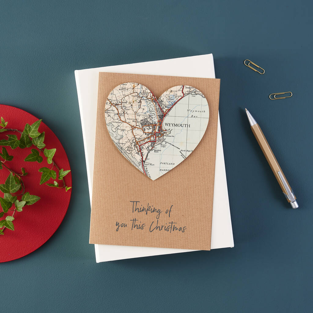 Personalised Map Heart Christmas Card, 1 of 6