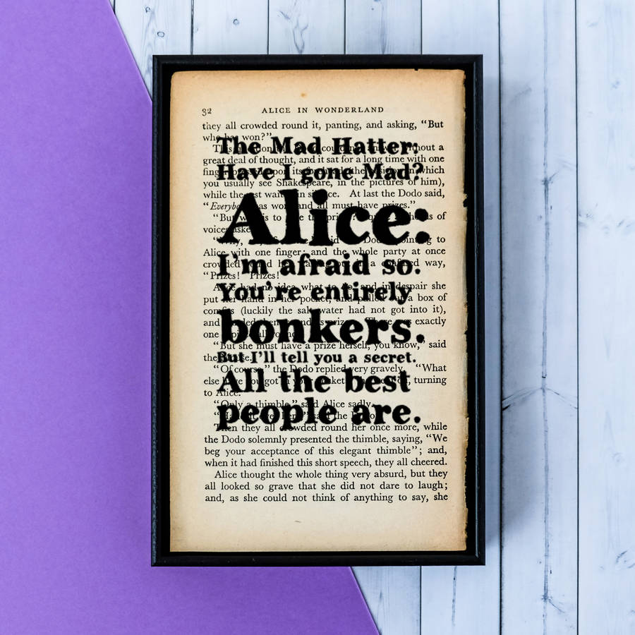 alice in wonderland mad hatter quote print by bookishly ...