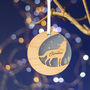 Starry Wolf Wood Personalised Christmas Decoration, thumbnail 2 of 6