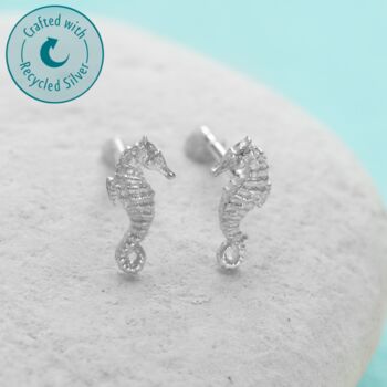 Seahorse Stud Earrings, Sterling Silver Or Gold Plated, 3 of 9