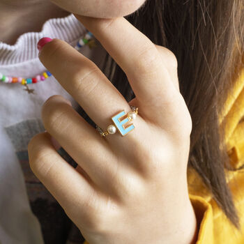Enamel Initial Adjustable Chain Ring, 4 of 11