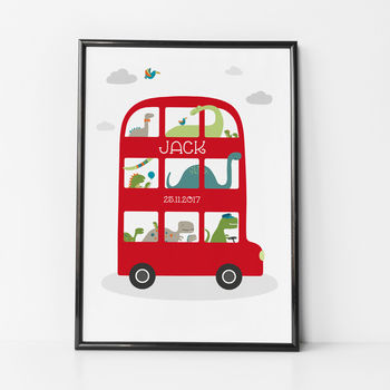 Dinosaur Bus Personalised Print For Children By Wink Design ...