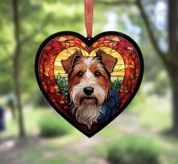 Welsh Terrier Stained Glass Effect Heart Suncatcher, 4 of 4